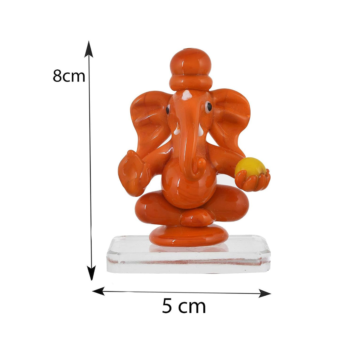 Glass Ganesh Idol for Car Dash Board (8.5cm x 5 cm, Red)