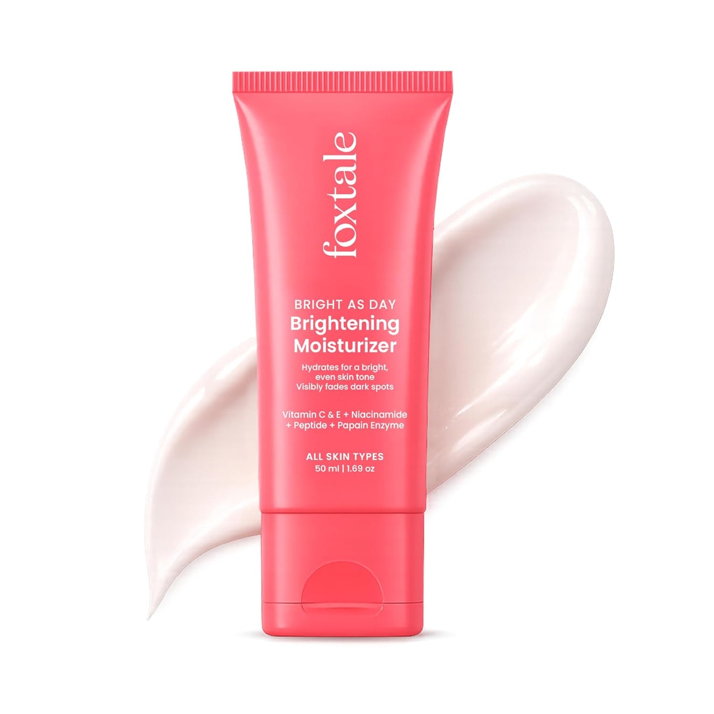 Foxtale Lightweight Brightening Face Moisturiser with Vitamin C & Niacinamide |Brightens & Evens Skin Tone, Fades Dark Spots & Deeply Hydrates | For Normal to Dry Skin | For Men & Women | 50 g