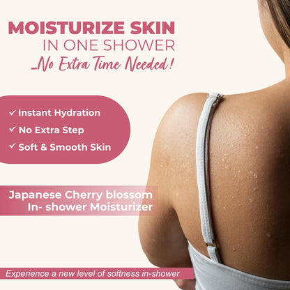 The Love Co Japanese Cherry Blossom In-Shower Moisturizer | Body Lotion-Like Hydration Spray | Fast-Absorbing, Non-Greasy Shower Moisturizer for Dry Skin | Coconut Oil & Shea Butter | 250ml