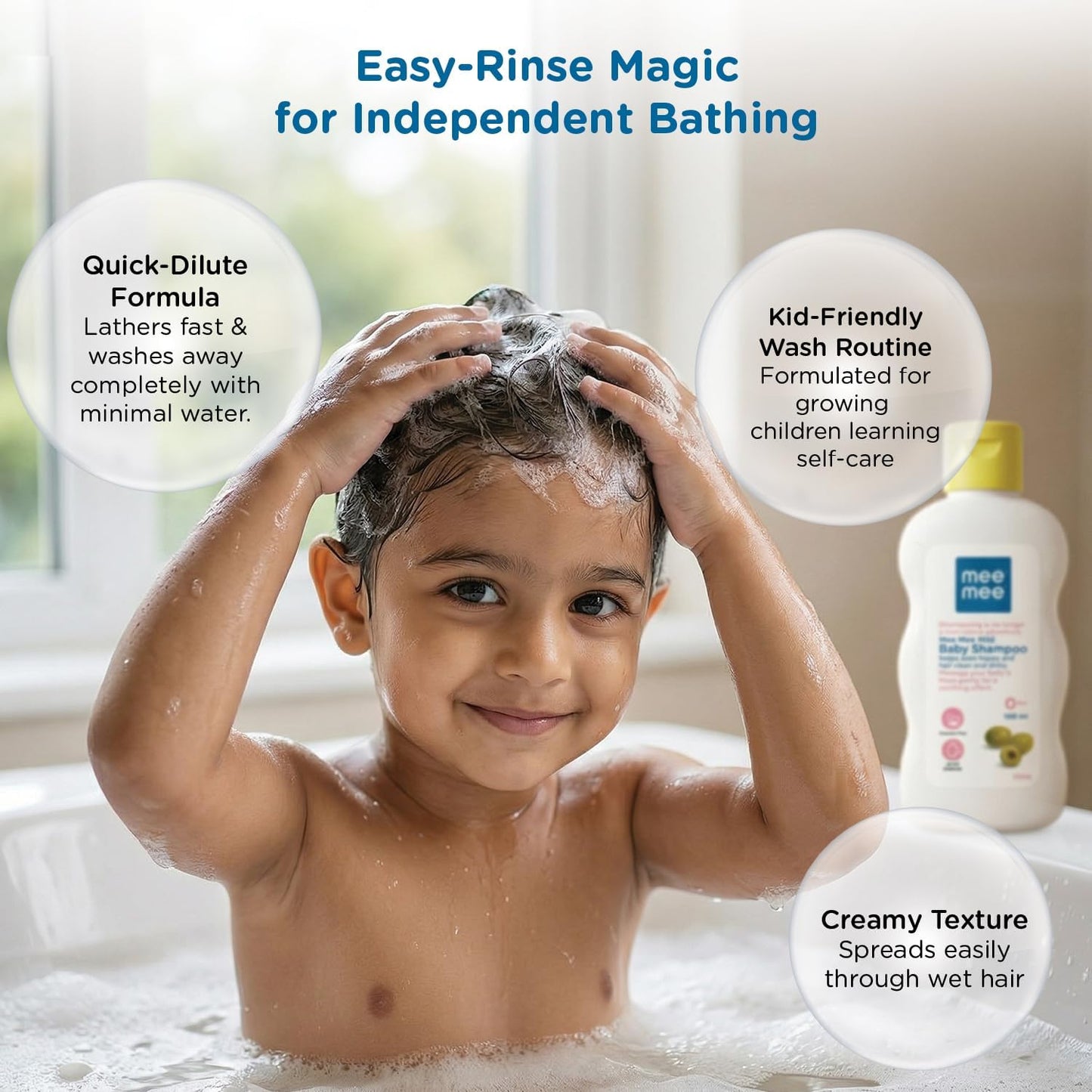 Mee Mee Gentle Baby Shampoo 400ml | For Daily Moisturizing Enriched with Olive Extracts | Tear-Free Formula Nourishes, Soothes, & Protects Sensitive Skin | Hypoallergenic, Sulfate and Paraben-Free | Skin Friendly PH