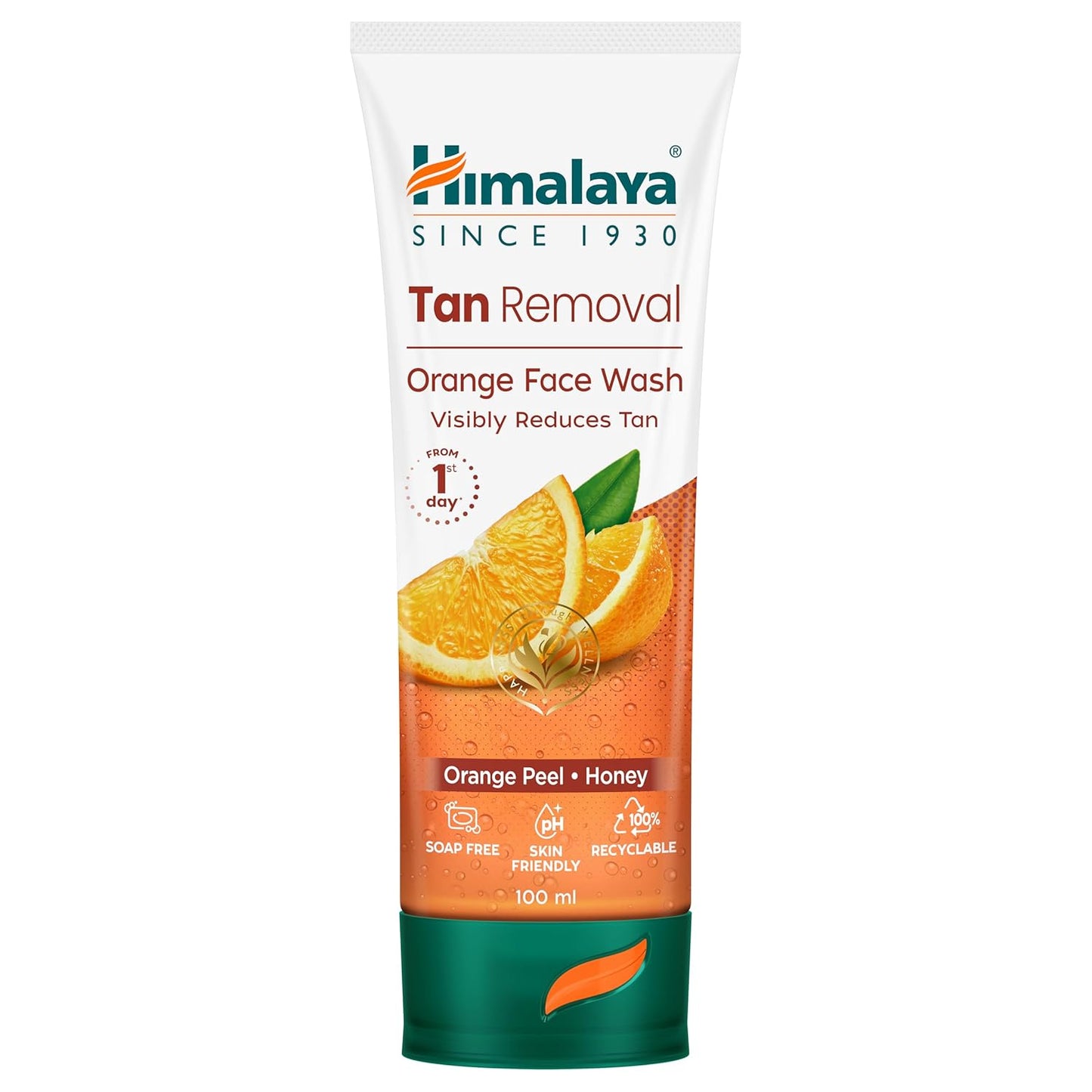Himalaya Tan Removal Orange Face Wash tube on a white background