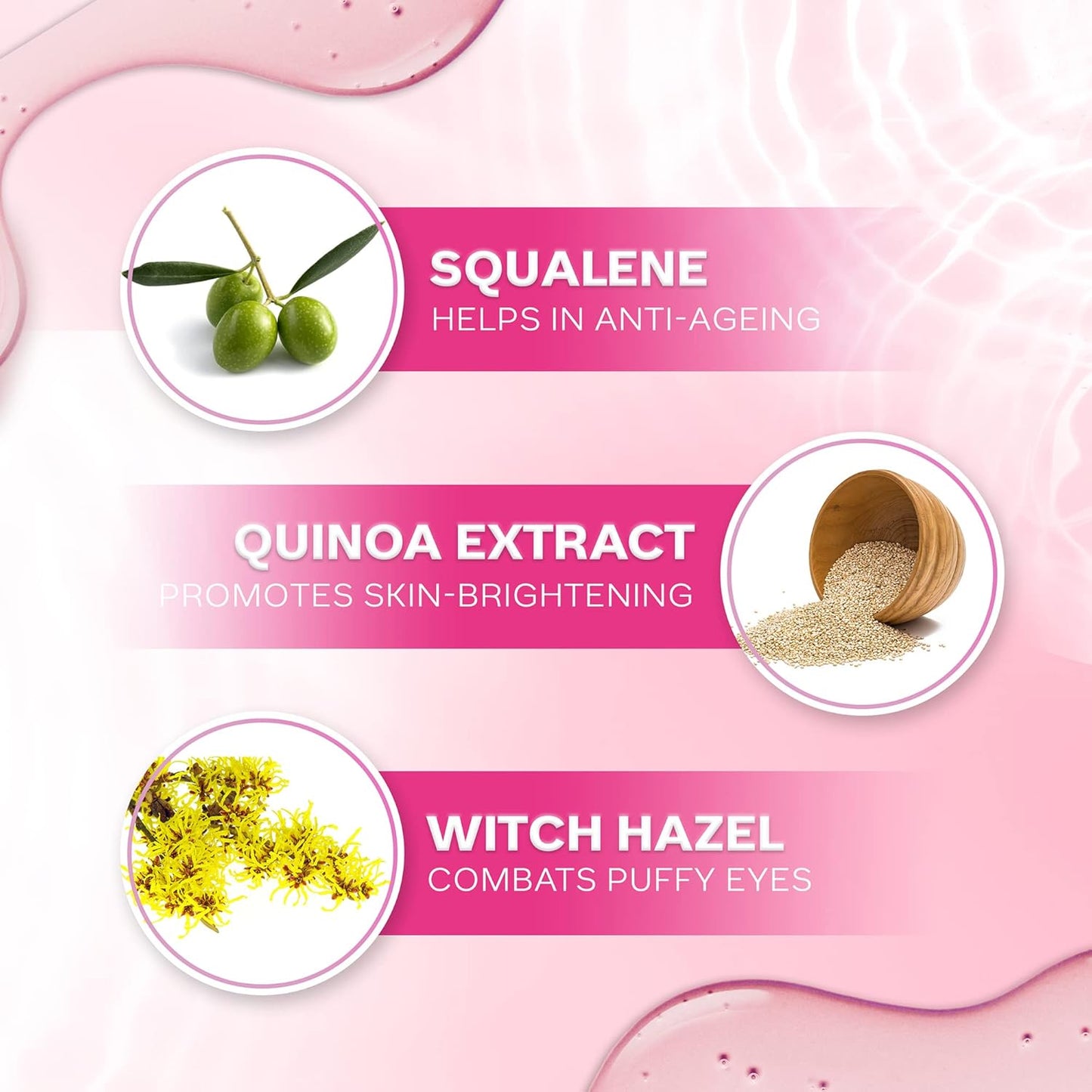 FACESCANADA Pink Aloe Vera Fresh Eyes Serum For Under-Eye Care, 15ml | Squalene, Witch Hazel & Quinoa Extracts | Anti-Ageing, Brightening & Intense Hydration | Helps Reduce Puffy Eyes & Dark Circles