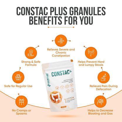 Healing Hands Constac Plus for Relief in Severe Constipation, Acidity and Gas, Plant Based Natural Constipation Solution, Clinically Proven, Herbal, Strong – 500 gm (Granules)