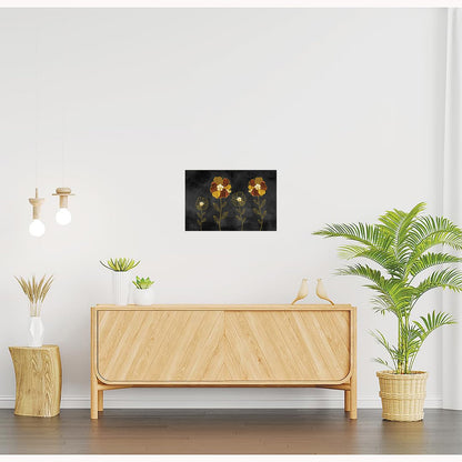 Flower Paintings for Living room, Flower Poster Big Size with Sparkle Coated Lamination - 21155 (Self Adhesive) 18x24 Inch