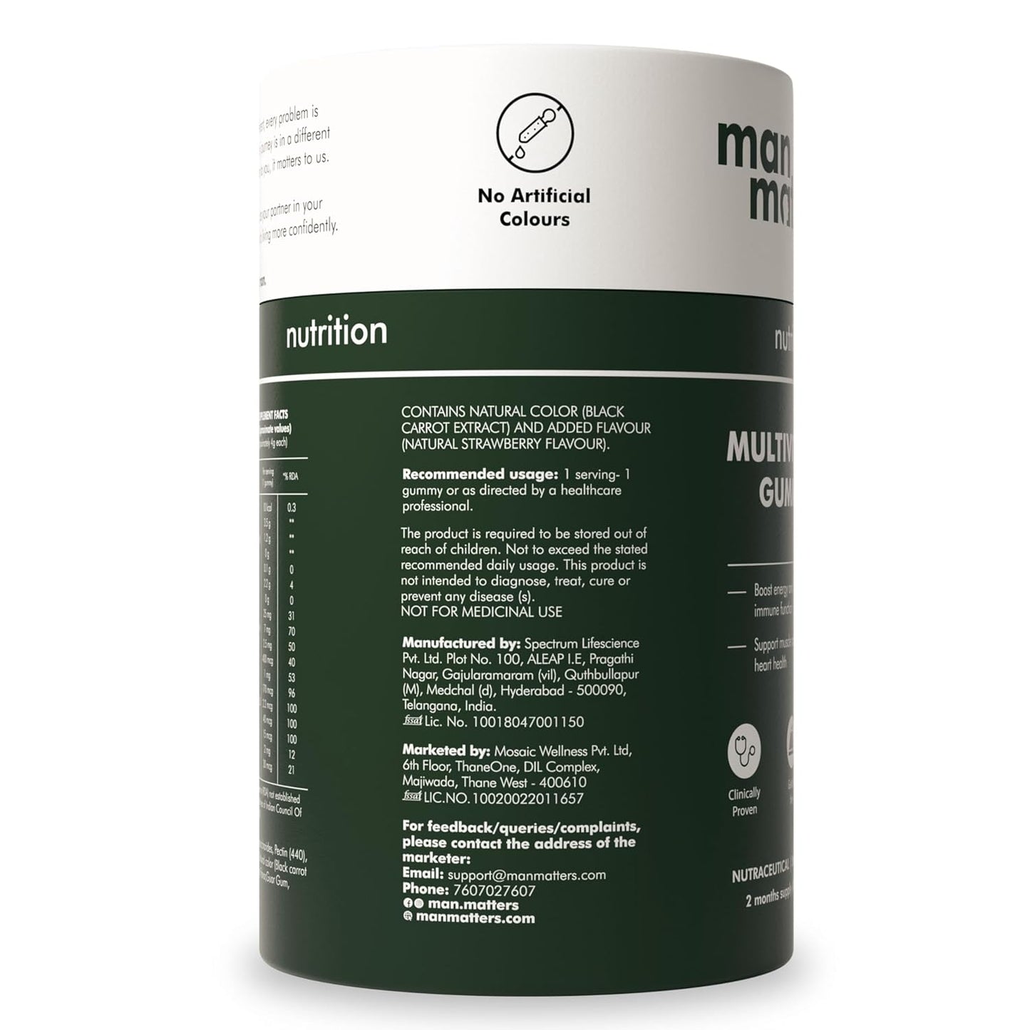 Man Matters Multivitamin Gummies With No Added Sugar | Daily Essential Multivitamin for Men | 15 Vitamins & Minerals, 8 Amino Acids, 7 Herbal Extract | Enhances Immunity & Overall Well Being | 60N