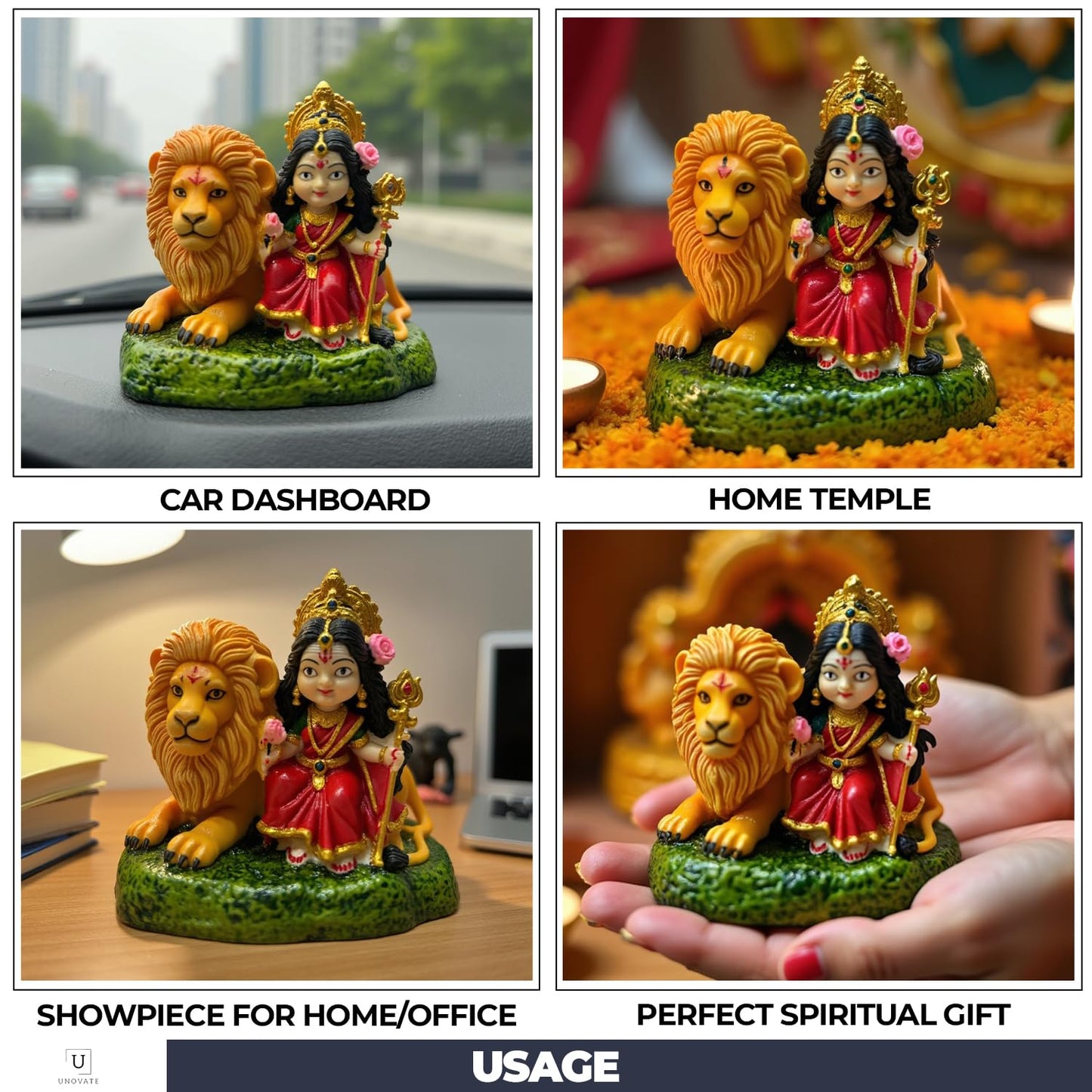 UNOVATE Durga MATA Idol for Car Dashboard, Home | Durga ji Murti | Navratri