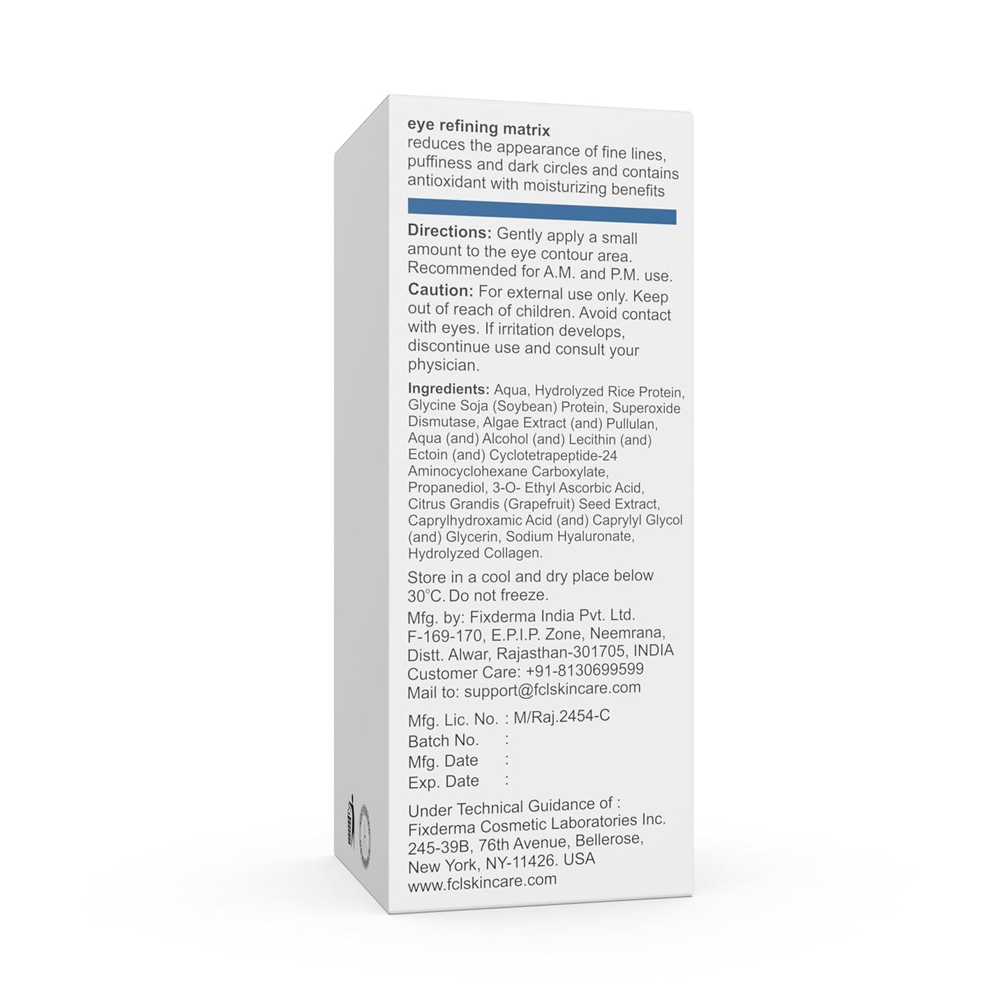 FCL Eye Refining Matrix Under Eye Gel For Dark Circles, Puffiness & Fine Lines with Vitamin C & Hyaluronic Acid | Eye Serum for Dark Circles | For Women & Men Skin Care - 15 gm