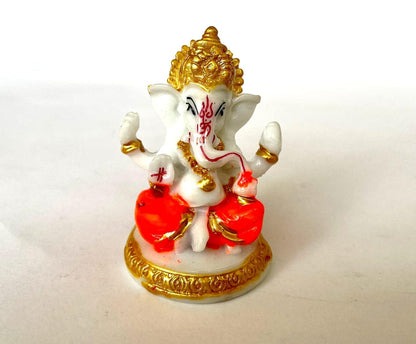 Ganesha Idol Sitting Position for Home Decor Polyresin Material, Suitable for car Dashboard, Home, Table/Showpiece for Living Room 12x5x7 cm (Sindhuri)