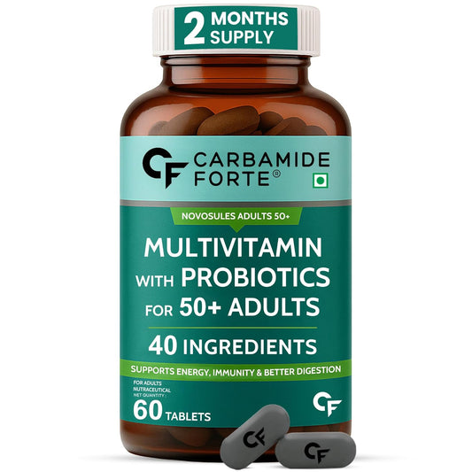 Carbamide Forte Multivitamin Tablets For Adults 50+ | Multivitamin for senior citizens 50 plus | Multivitamin 50 plus With Probiotics To Support Immunity & Energy Levels - 60 Veg Tablet
