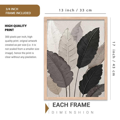 Aesthetic Leaf Art Home Decoration|Paintings With Frame For Living Room Bed Room Hotel Wall Decor Digital Reprint (13x17 inch)