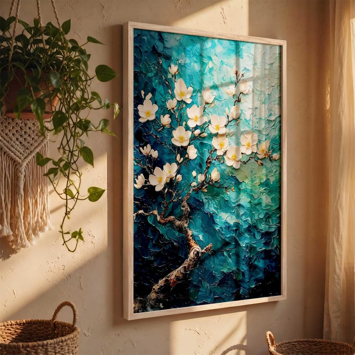 flower Wall Art Home Decoration | Aesthetic Floral Paintings With Frame For Living Room Bed Room Hotel Wall Decor Digital Reprint (13x17 inch)