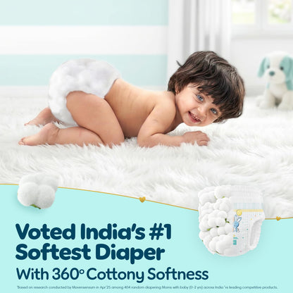 Pampers Premium Care Pant Style Baby Diapers M 54 Count | No Marks Design | Voted World #1 Softest Diaper | All in 1 diaper with 360 Cottony Softness