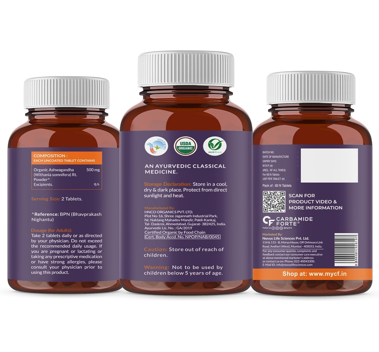 Three Ayurvedic medicine bottles with labels on a white background