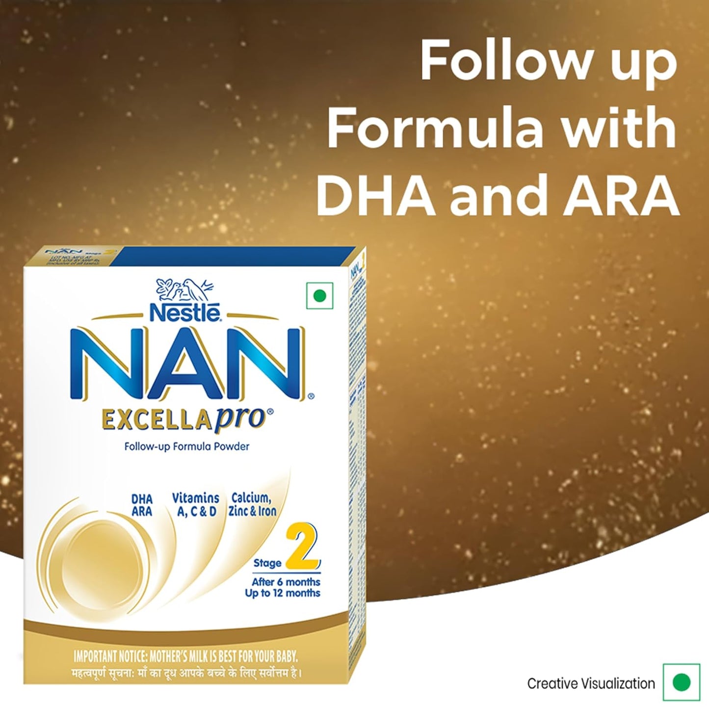 Nestlé NAN EXCELLAPRO Nan Stage 2 Follow-Up Formula Milk Powder For Babies, 6-12 months, with DHA, ARA, 400g Pouch in Box