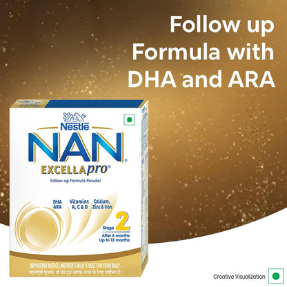 Nestlé NAN EXCELLAPRO Nan Stage 2 Follow-Up Formula Milk Powder For Babies, 6-12 months, with DHA, ARA, 400g Pouch in Box
