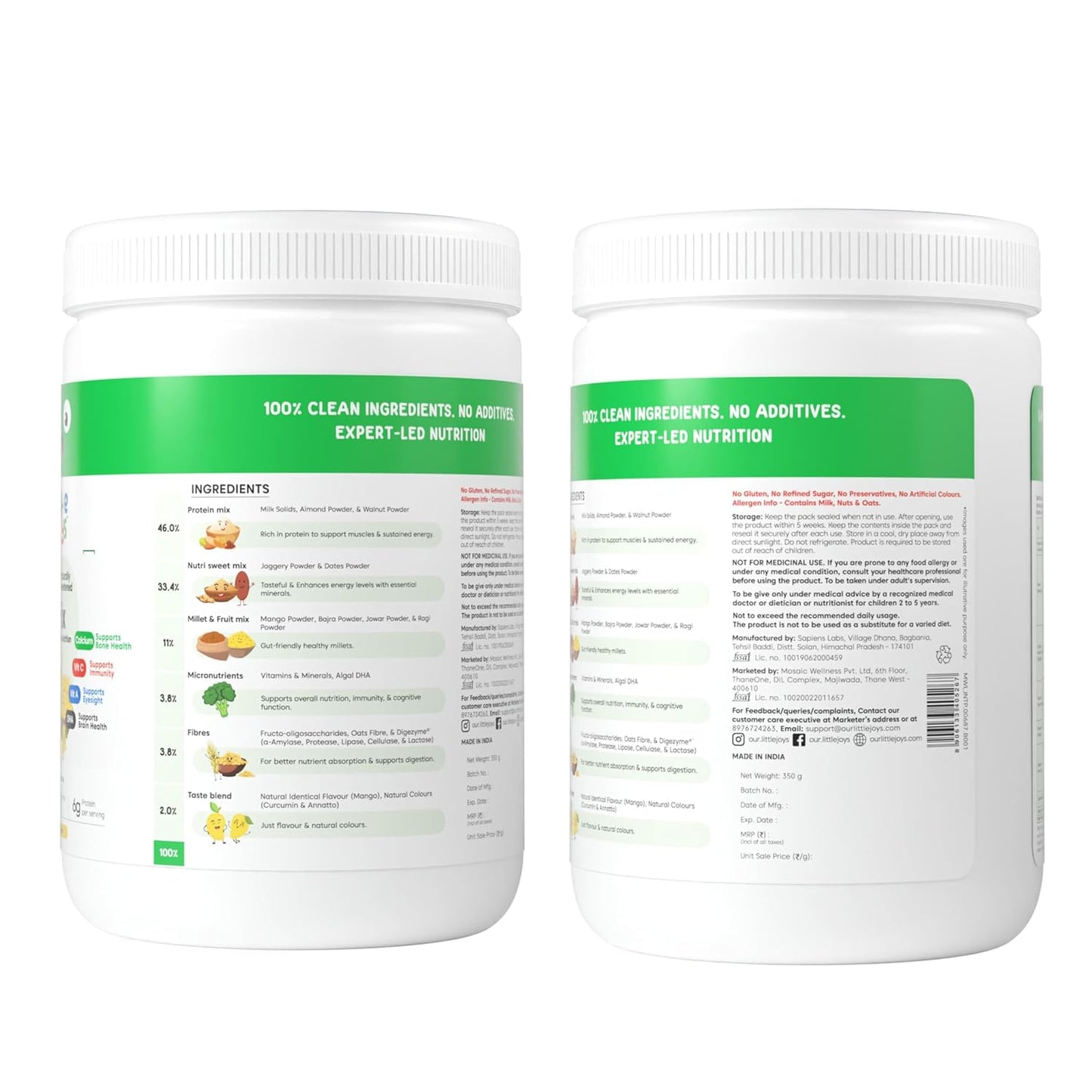 Little Joys Mango Nutrimix Powder 350g| 2-6 Years | with Ragi, Bajra, Almonds & Oats | 23 Vitamins & Minerals | Naturally Sweetened | 6g protein per serving | Supports Healthy Growth & Boosts Immunity