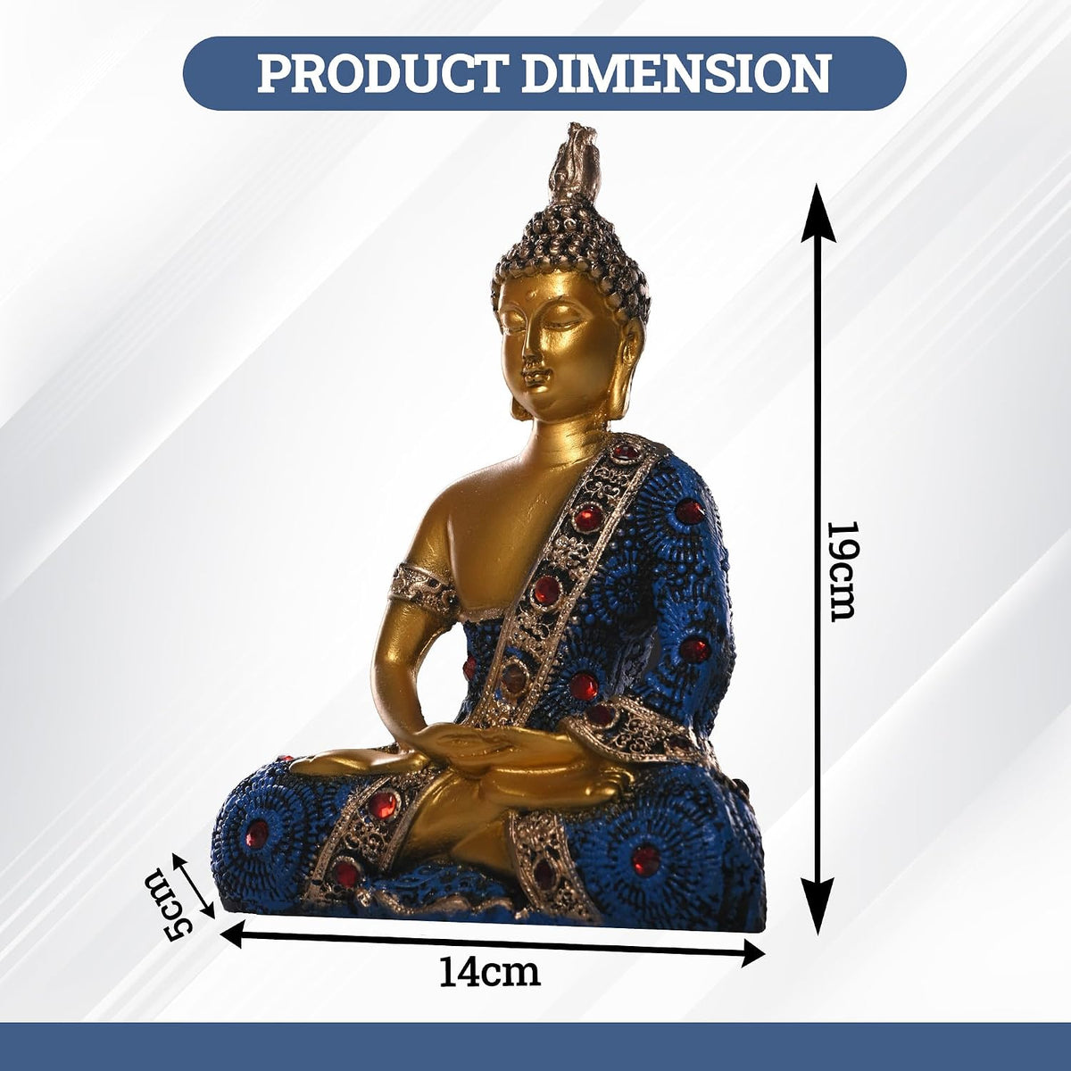 6x8 Inch Meditating Sitting Buddha Idol Statue for Living Room | Resin Buddha Showpiece for Home Decor, Office, Temple & Gifting Item | Blue