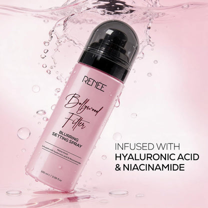 RENEE Bollywood Filter Blurring Setting Spray for Face Makeup, Matte Finish & Pore Blur Effect with Niacinamide & Hyaluronic Acid, Long Lasting Makeup Fixer & Shine Control, Fine Mist 100ml