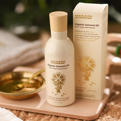 Maate Baby Organic Coconut Oil (200 ml) | Extra Virgin Cold Pressed | Made With Pollachi Dwarf Coconut | for Baby Body Massage & Hair Care | Baby Hair Oil 0-12 Years | Nourishes & Moisturise