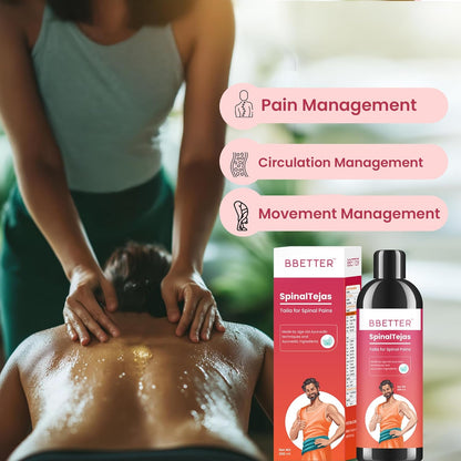 BBETTER Spinal Tejas Taila | Ayurvedic Oil for Cervical, Spinal & Back Pain Relief | Herbal Formula with Rasa Thailam & Karpooradi Thailam for Neck Stiffness, Muscle Relaxation & Mobility | 200ml