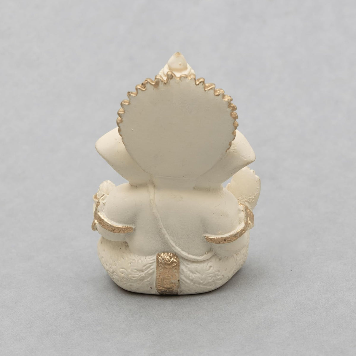 Lord Ganesha Idol for Car Dashboard, Home Decor & Pooja | Resin Gold Plated Ganpati Murti | 3.5 Inch Ganesh Statue for Gift, Diwali, Housewarming, Baby Shower, Mandir Decor, Off White, P -1