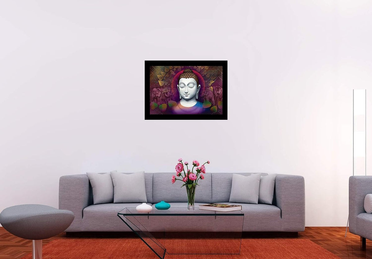 Positive Aura Buddha Art Framed Painting | Ready to Hang (Wood, 12inch x 18 inch)