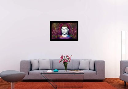 Positive Aura Buddha Art Framed Painting | Ready to Hang (Wood, 12inch x 18 inch)
