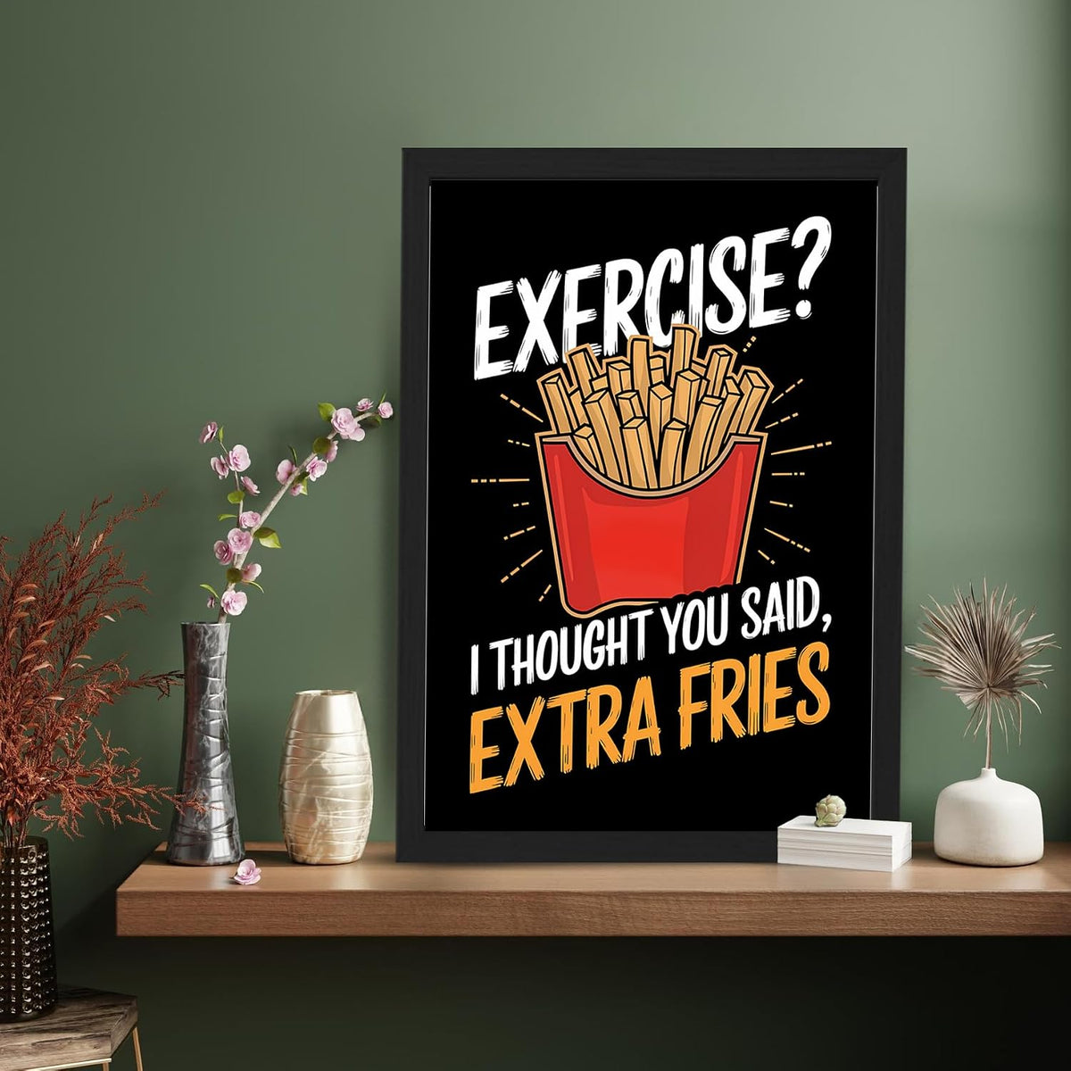 Framed Food Wall Art for Kitchen, Restaurant & Cafe, Black Synthetic Wood Frame, 300 GSM Illustration Print, 10x13 Inch, ART-12