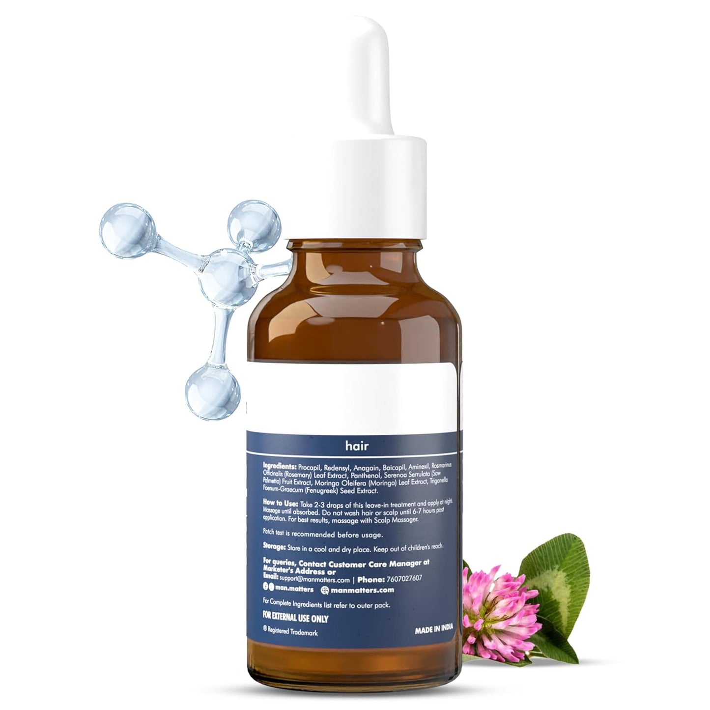 Man Matters Advanced Hair Serum 30ml | 23% actives (3% Redensyl, 2% Anagain & 1% Aminexil, Rosemary Leaf Extract) | Reactivates Hair Cells, Improves Density & Promotes Growth | Paraben Free