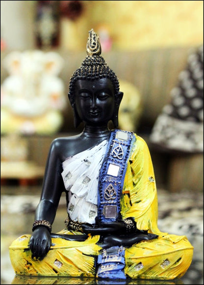 eCraftIndia Handcrafted Meditating Buddha Figurine Polyresin Statue (18.75 cm x 10 cm x 27.5 cm)