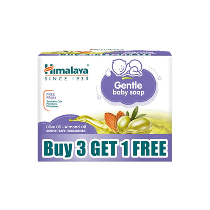 Himalaya Gentle Baby Soap for Newborns | No Post Bath Dryness | B3G1 FREE - 125g | Gentle Cleansing With Phyto-Oil Complex of 100% Natural Oils of Almond & Olive| #1 Doctor Recommended Brand