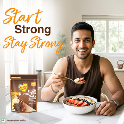 Sundrop Heart High Protein Oats| 27g Protein| Zero Added Sugar| Whey Protein Added| 12.6g Fibre| 500g| Chocolate| Added Seeds, Almonds & Raisins