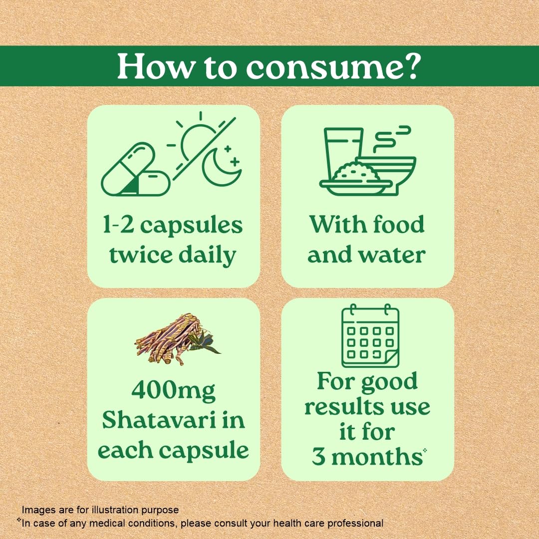A TATA Product -Organic India Shatavari Capsules, 60 Capsules, Supports Women’s Health, Whole Herb*, Certified Organic, No Added Fillers or Chemicals