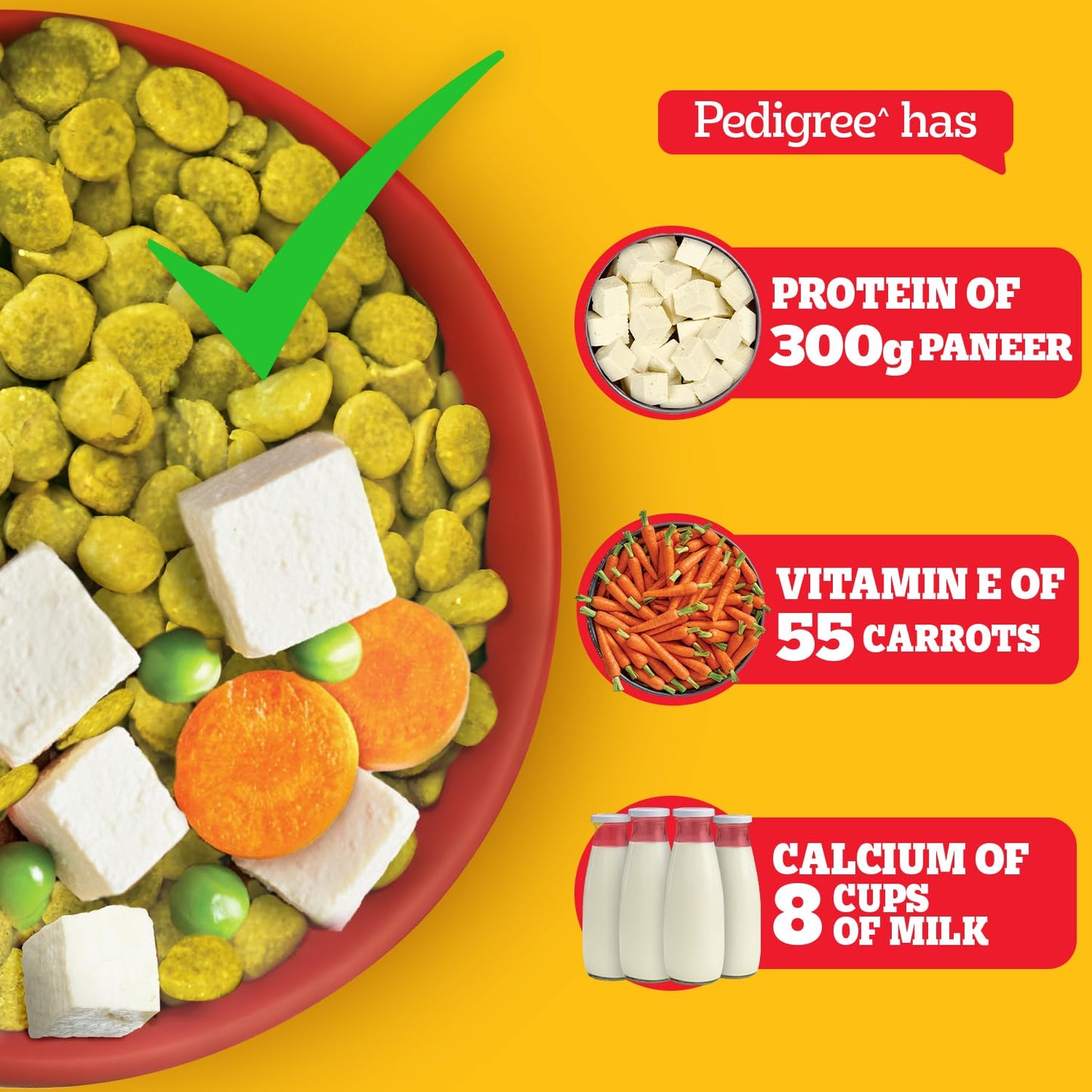 Pedigree Adult & Puppy Dry Dog Food, 100% Vegetarian, 1 kg, Contains 37 Essential Nutrients, 100% Complete & Balanced Food for Adult Dogs