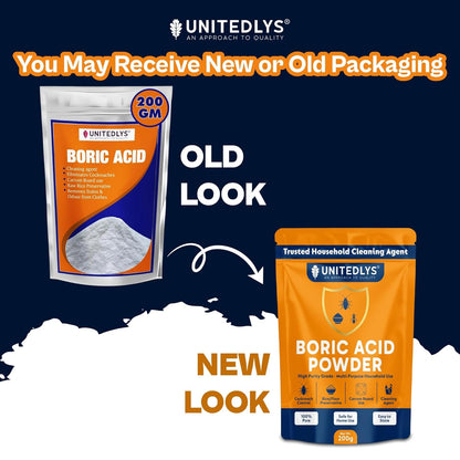 Unitedlys 200g Boric Acid Powder for Cockroaches Control | Multi Purpose Cleaner Powder for Household Cleaning, Carrom Board Use & Rice Storage Protection | Effective & Safe Stain Remover for Kitchen