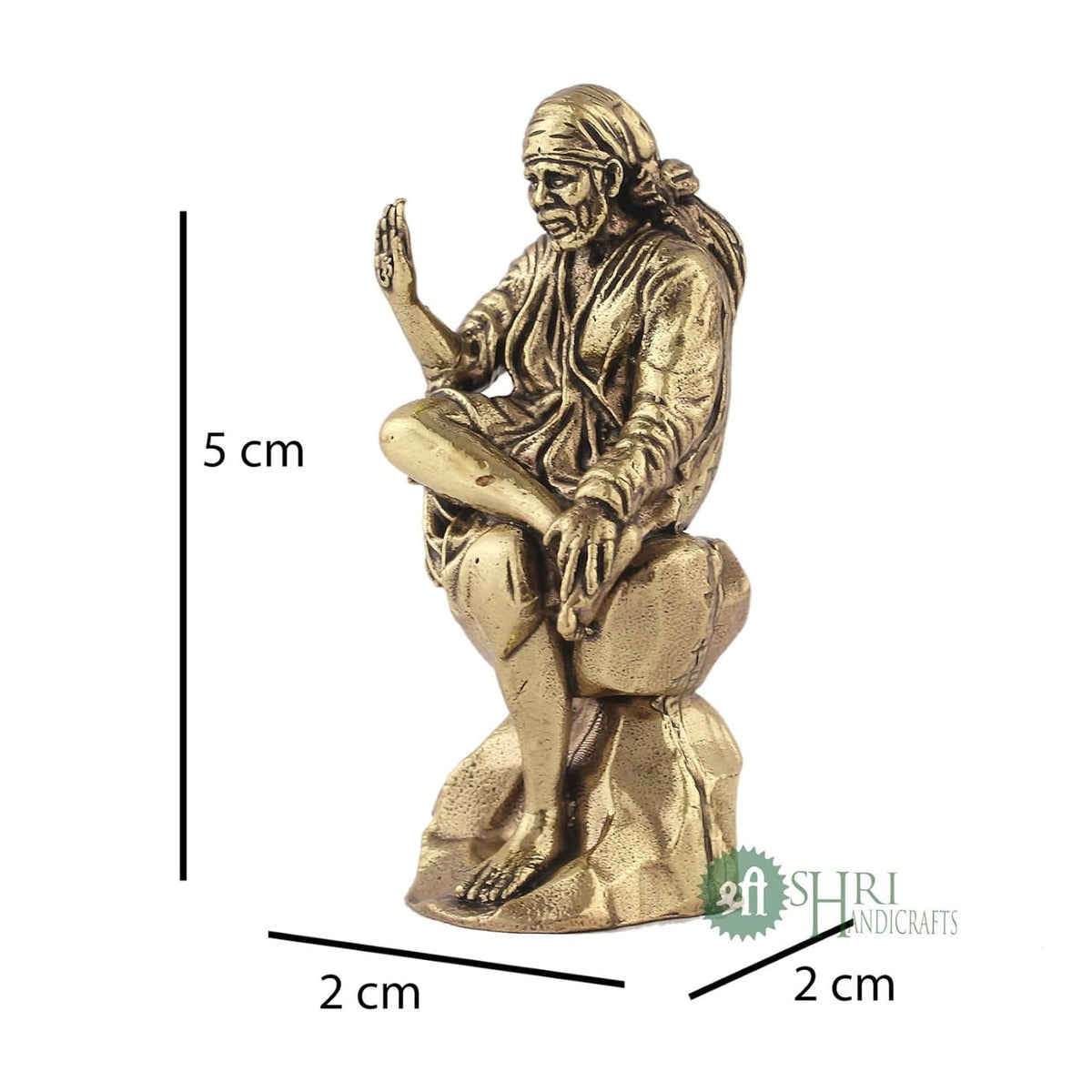 Brass 2" Sai Baba Statue | Symbol of Faith and Blessings | Sai Baba Murti Hindu God Idol Figurine Perfect for Decoration Puja & Gifting Purpose Sculpture (Weight- 40gm)