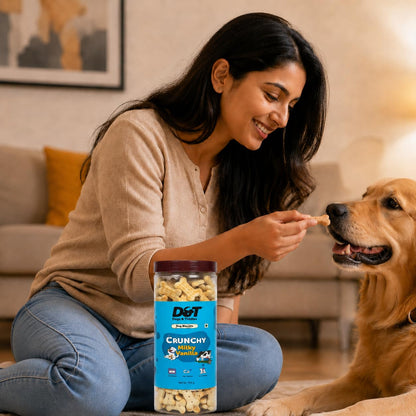 Dogs & Tiddles Milky Vanilla Dog Biscuits 700g | Oven Baked Crunchy Dog Treats | High Calcium Dog Snacks for All Life Stages & All Breeds