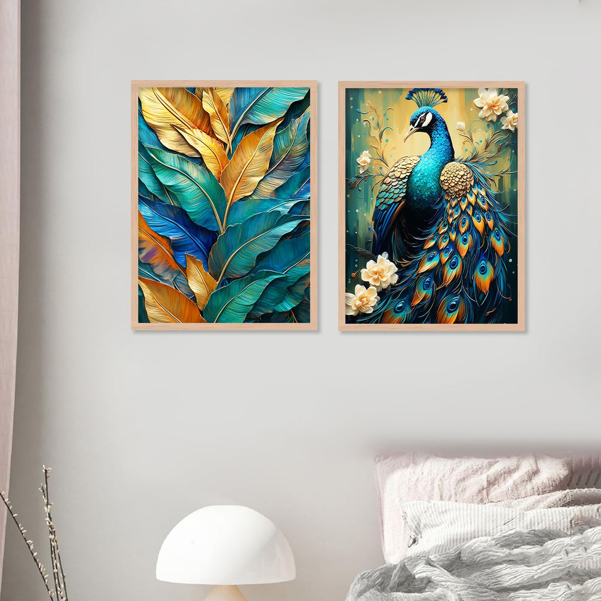 Wood Premium Digital Paintings With Frame For Home Decoration - Painting For Living Room Bedroom Office - Pack Of 4 (G)