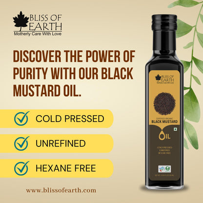Bliss of Earth 500ML Certified Organic Mustard Oil For Cooking & Hair, Cold Pressed, Hexane Free (Pet bottle)