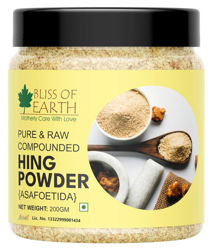 Bliss of Earth 100% Pure Hing (Asafoetida) Powder- Aromatic Spice for Flavorful Cooking 200gm