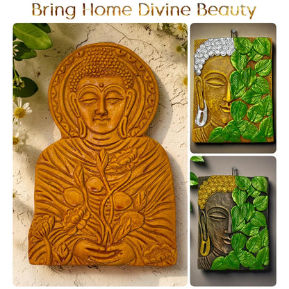 Buddha Face Terracotta Wall Decor Hanging | Buddha Spiritual Terracotta Wall Art for Home, Living Room, Office, Meditation & Vastu Decoration | Spiritual Gift Dark Brown (20x15 CM)
