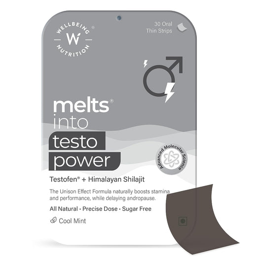 Zephivo Wellbeing Nutrition melts® Testo Power | Testofen®, Himalayan Shilajit, Ginkgo biloba | Plant-Based | Supports Healthy Testosterone Levels, Performance, Stamina & Energy | 30 Oral Strips