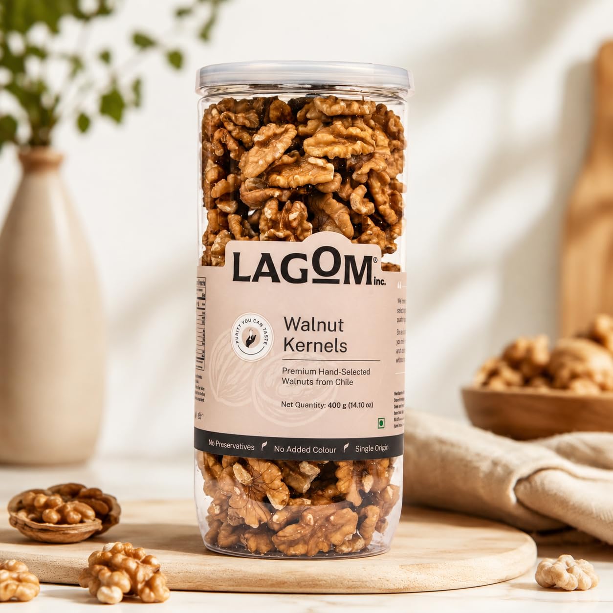 Lagom Walnut Kernels 400g | Premium Chile Walnuts (Without Shell) | Crunchy, Naturally Nutty | No Added Preservatives | Vegan, Gluten Free, Non-GMO