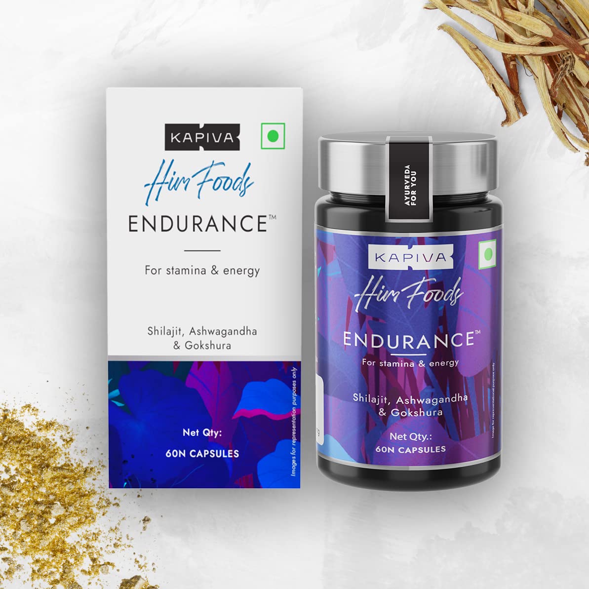 Kapiva Endurance Capsules - Research-backed blend of 14 Herbs & 7 Bhasmas like Ashwagandha, Shilajit & Gokshura to unlock peak performance