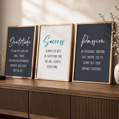 wall framed posters motivational quotes decoration items posters with frame office Decor posters for Study room Wall Decor Digital Reprint Set of 3 (13X17 inch)