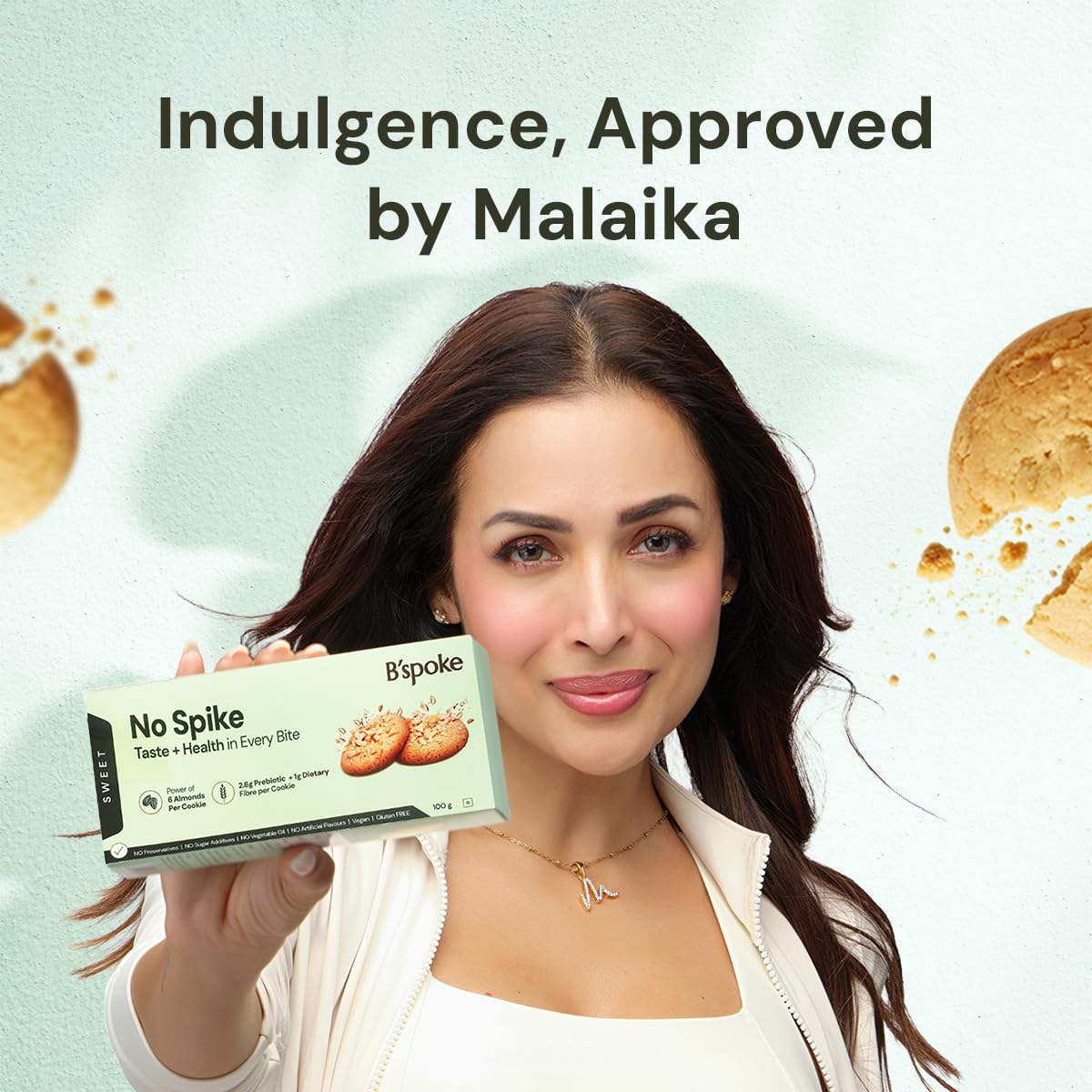 B'spoke NoSpike Sweet Cookies | No Added Sugar | 100% Almond Flour Base| High Fibre & Protein | Zero Junk