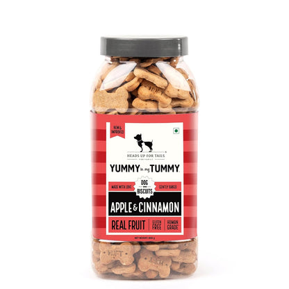 Yummy in My Tummy by HUFT Apple & Cinnamon Dog Biscuits – 800 gm | 100% Vegetarian Crunchy Treats for Puppies & Adult Dogs | Made with Real Ingredients | Healthy Training Snack for All Breeds
