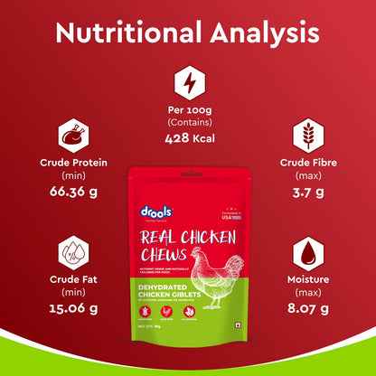 Drools Puppy & Adult Dog Treats Dehydrated Chews Giblets 70g | Real Chicken Flavour | Vital Nutrients | Digestive Health | Protein-Packed | Tasty & Nutritious