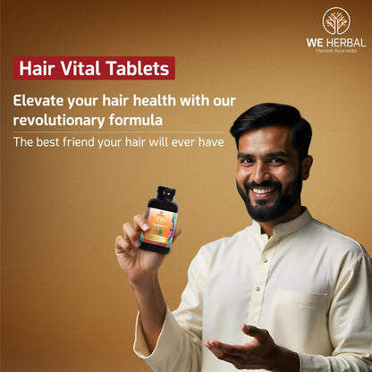 WE HERBAL Hair Vital Tablets 120 Tablets, Ayurvedic Hair Growth Supplement, Helps Reduce Hair Fall Strengthens Roots and Improves Hair Health, Supports Scalp Nutrition and Hair Thickness, Herbal Formula for Men and Women