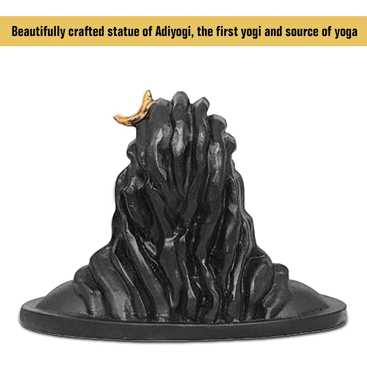 Resin Adiyogi Shiva Statue for Car Dashboard, Shiv Ji Mahadev Adi Yogi Idol Statue with Rudraksha Mala for Home and Car Dash Board (Medium)